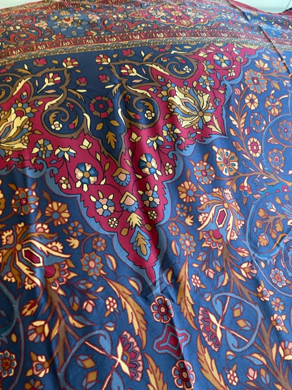 Vintage Ralph Lauren Brentwood Jewel Tone Egyptian Cotton Queen Flat Sheet